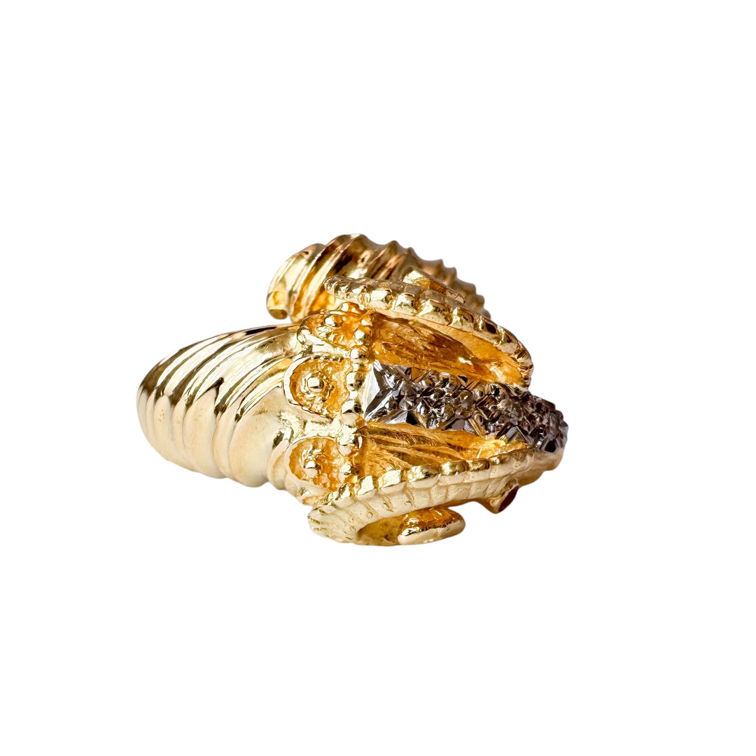 18k Yellow Gold Ram Diamond Estate Ring