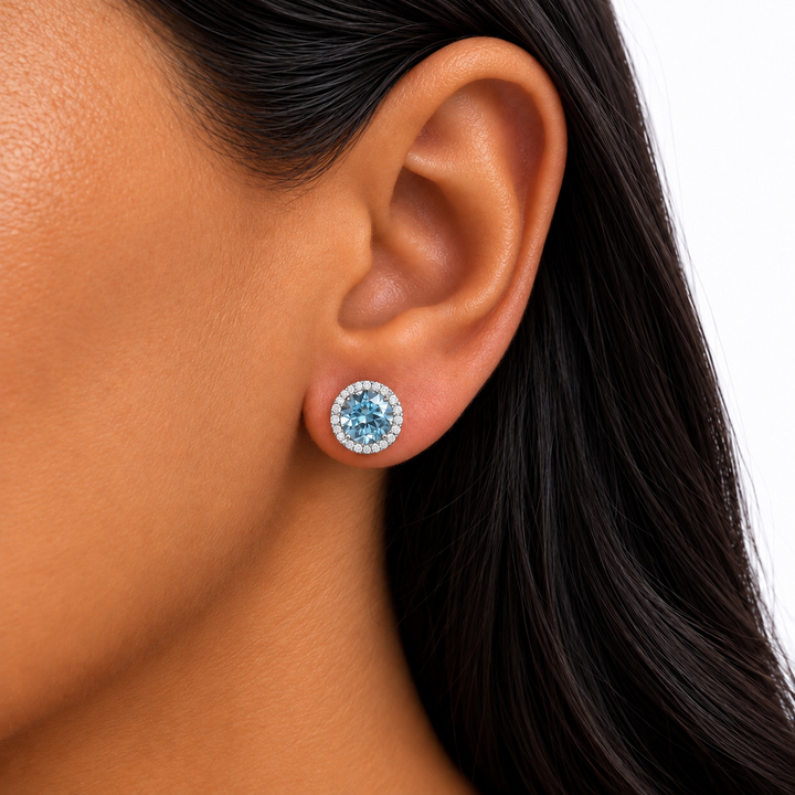 14k Stud Blue Topaz Earrings