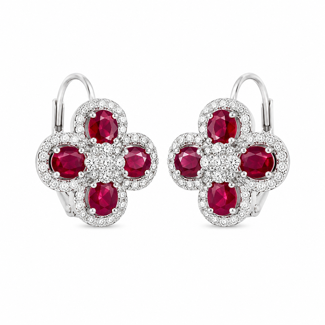 18k Lever Backs Rubies Earrings