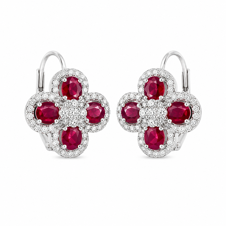 18k Lever Backs Rubies Earrings