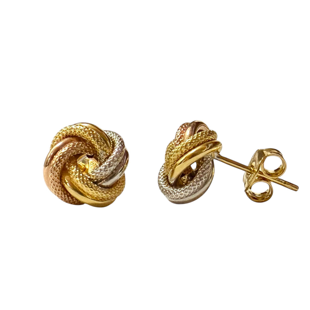 14k Tri-Color Stud Earrings