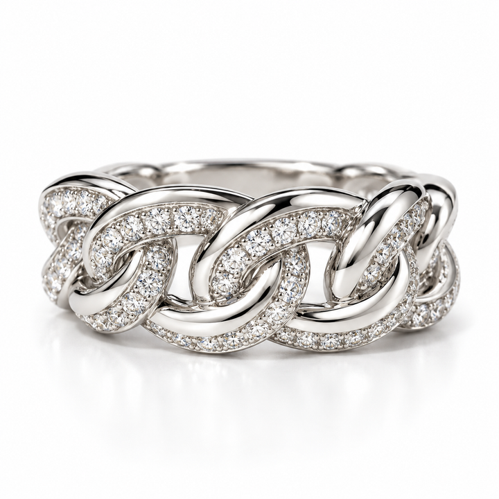 18k White Gold Diamond Link Ring