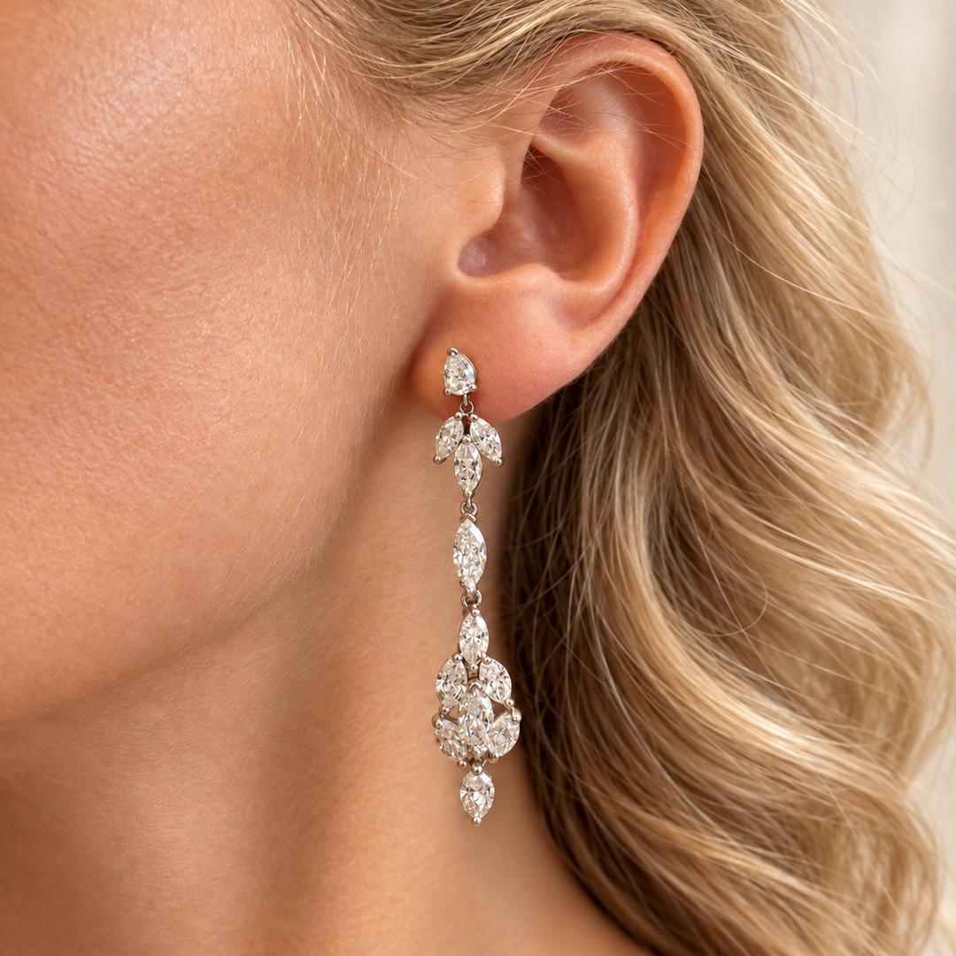 14k White Drop Diamond Earrings 6.81cttw