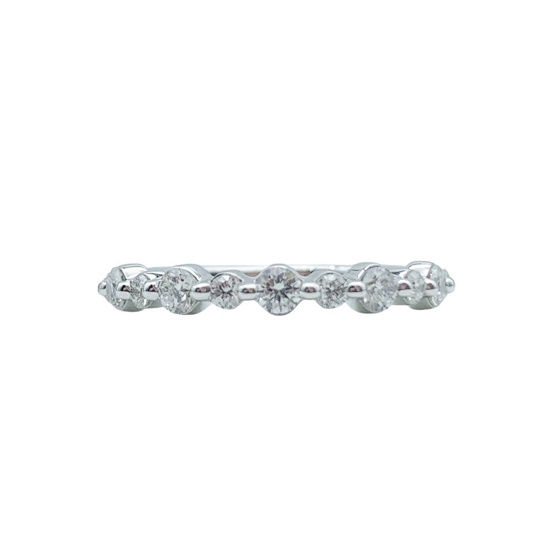 14k White Gold Prong Set 0.55ctw Round Diamond Wedding Band