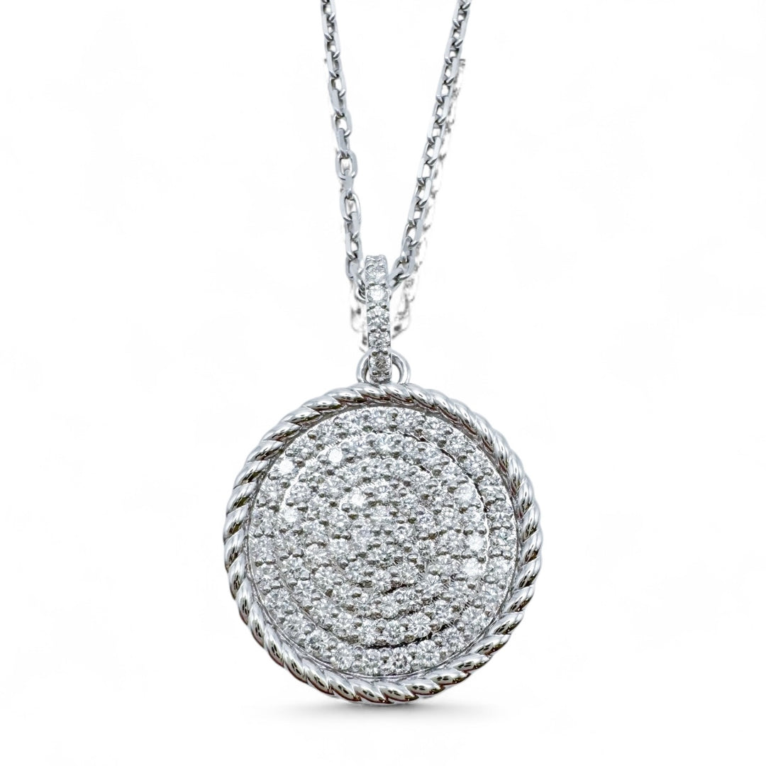 14k White Gold Cluster Diamond Pendants