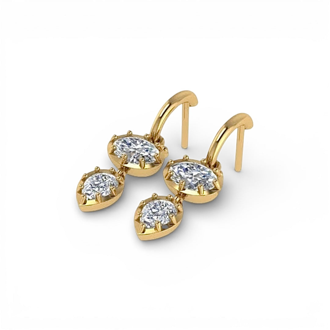 14k Two Tone Lab Grown Diamond Earrings