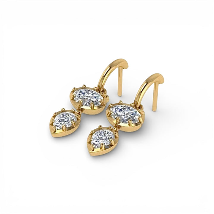 14k Two Tone Lab Grown Diamond Earrings