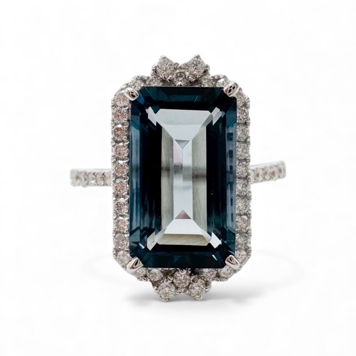 14k White Gold Blue Topaz Ring