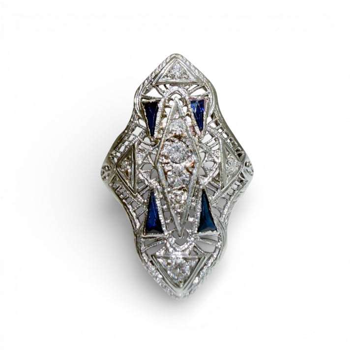 18k White Gold Antique Estate Ring