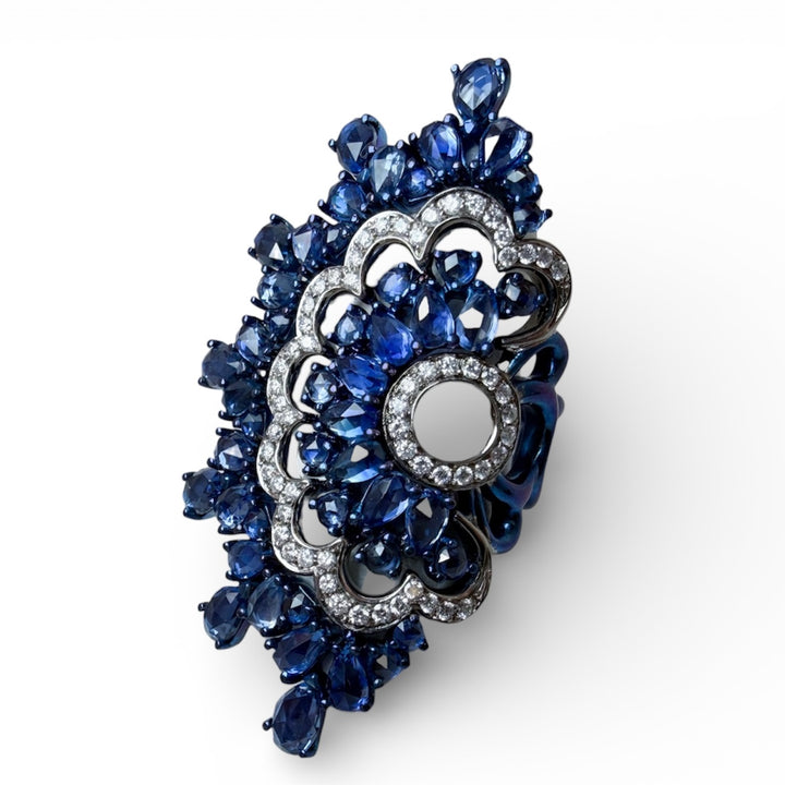 Estate Titanium Sapphire Giovanni Ferraris Designer Ring