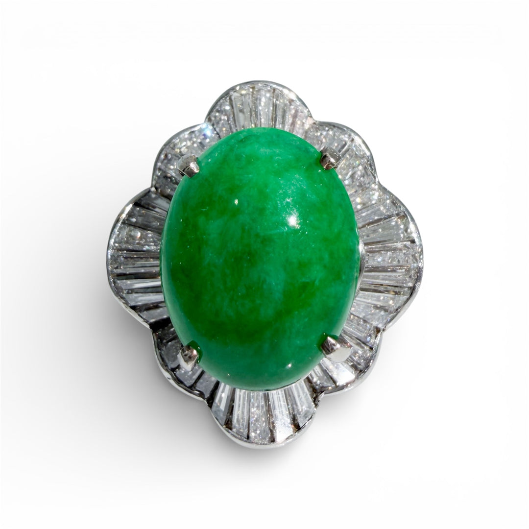 18k/Plat Two Tone Jade Estate Ring