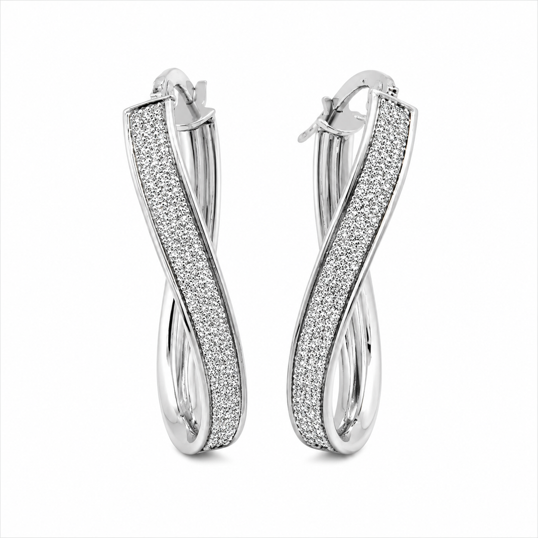 14k White Medium Hoop Earrings