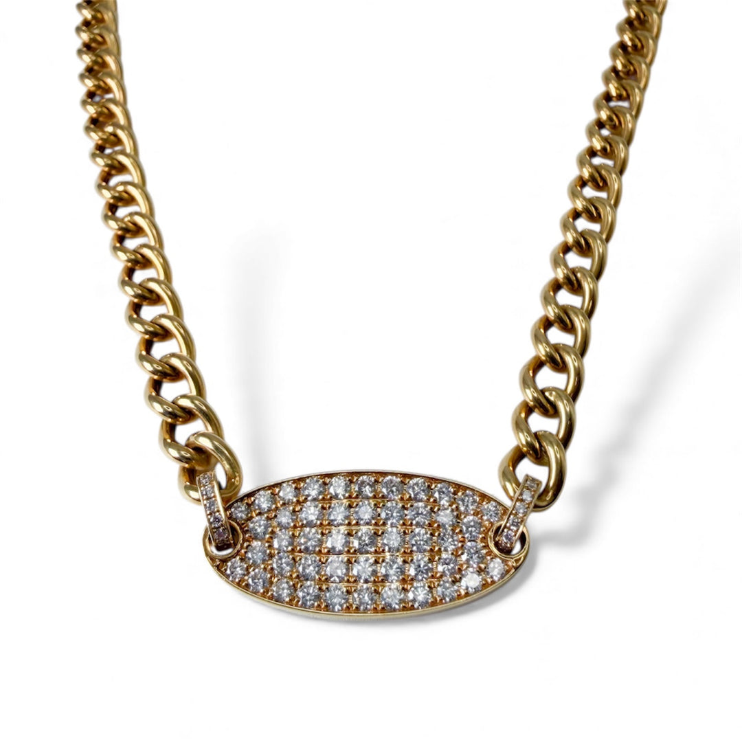 14k Yellow Gold Cuban Diamond Necklace