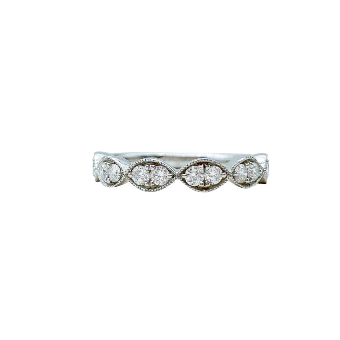 Platinum White Gold Pave Set ctw Diamond Wedding Band