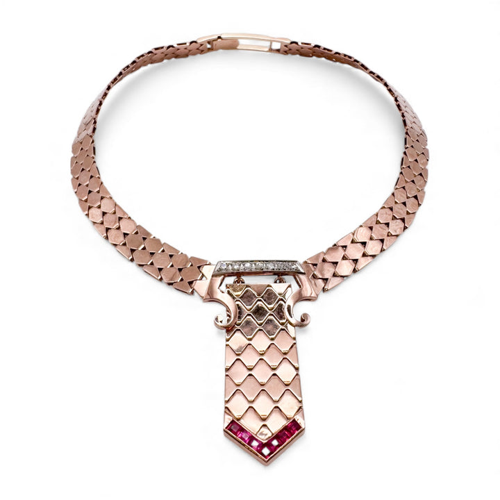 14k Rose Gold 1940's Estate Necklace