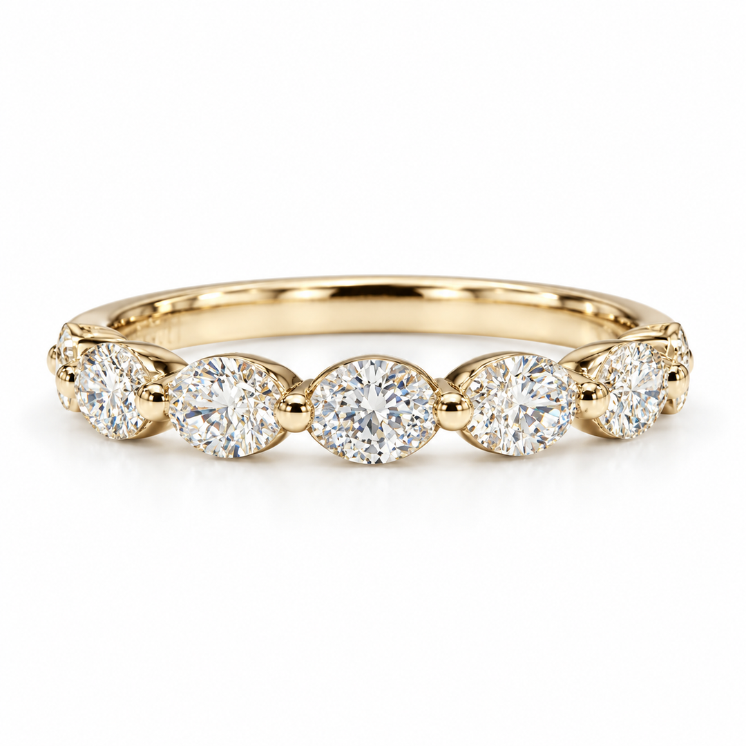 14k Yellow 0.80ctw Oval Diamond Wedding Band