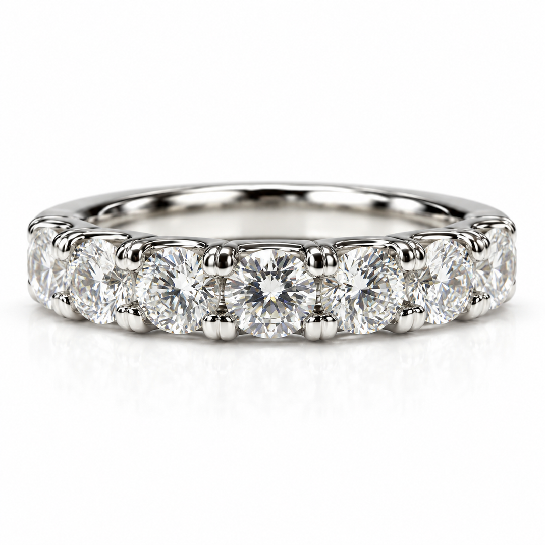14k White Prong Set 1.50ctw Round Lab Grown Diamond Wedding Band