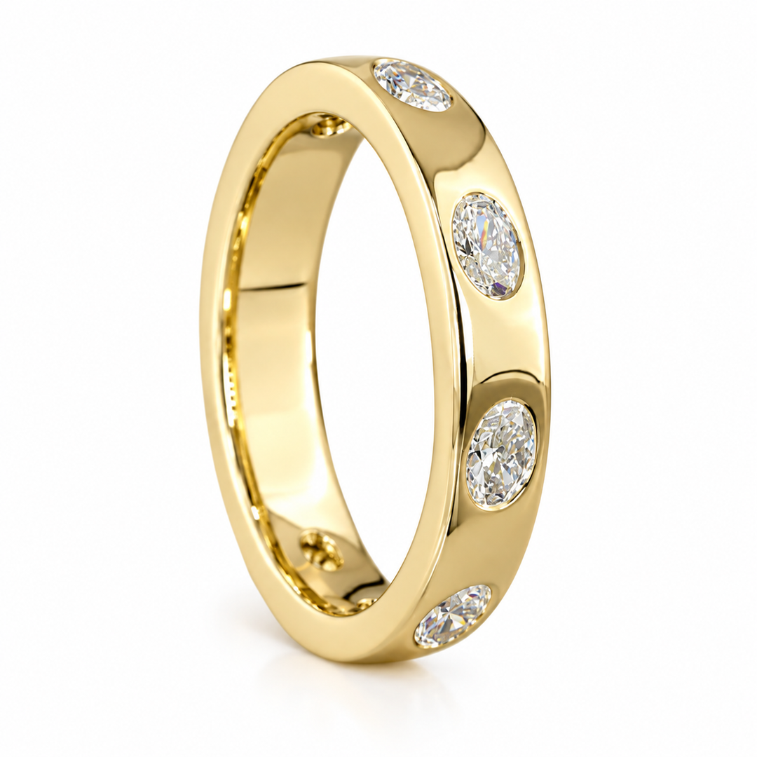 14k Yellow 0.71ctw Oval Lab Grown Diamond Wedding Band