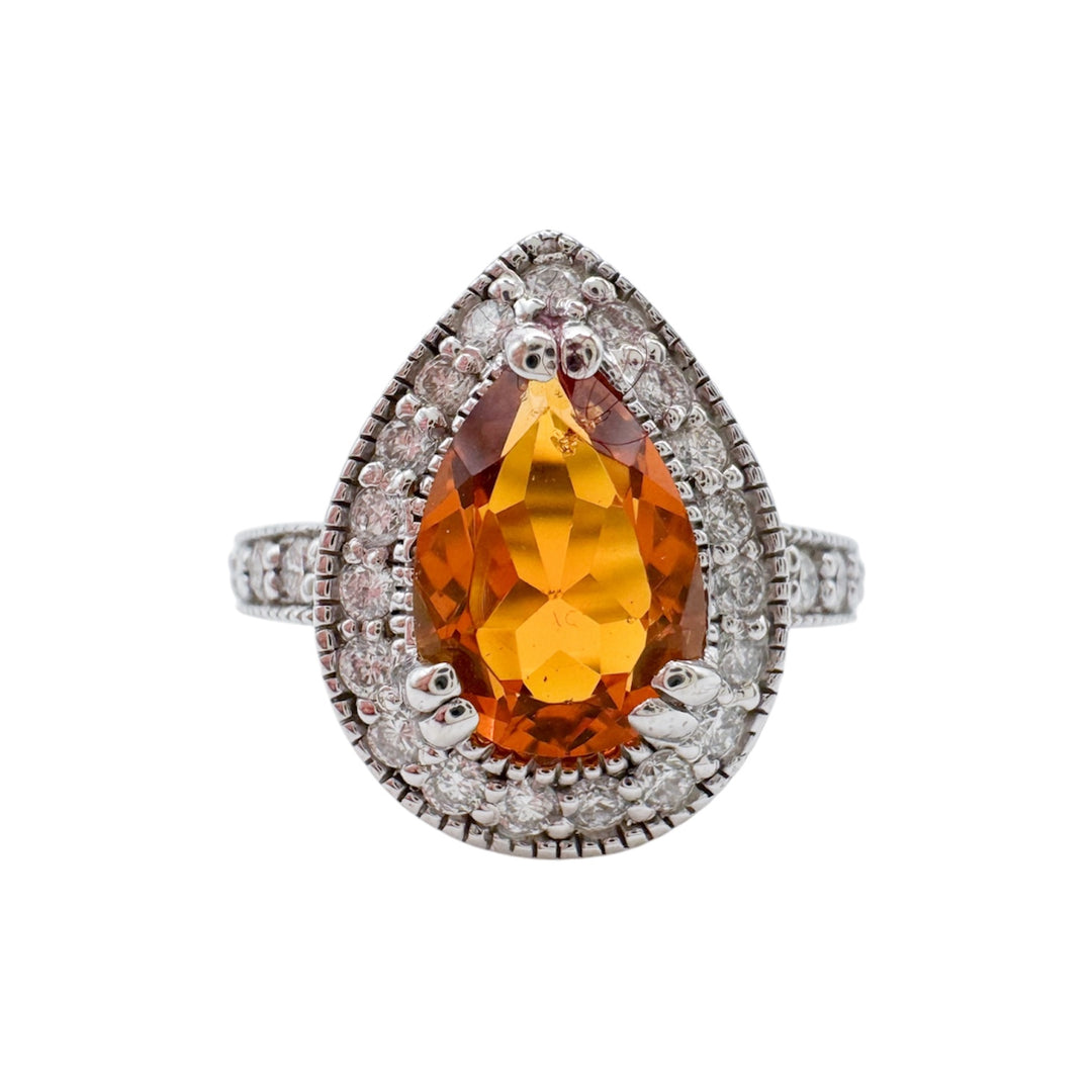 14k White Gold Citrine Estate Ring