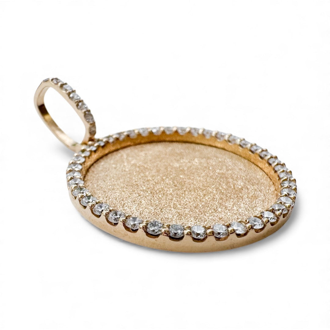 14k Yellow Gold Circle Lab Grown Diamond Pendant