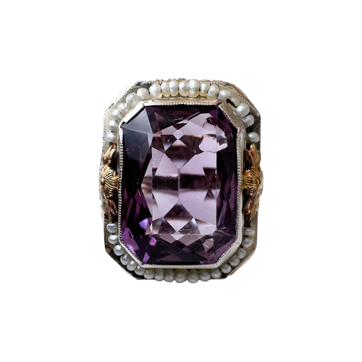 14k White Gold Antique Amethyst Estate Ring