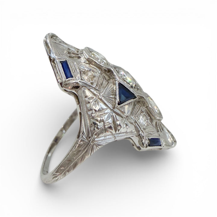 14k White Gold Art Deco Diamond Estate Ring