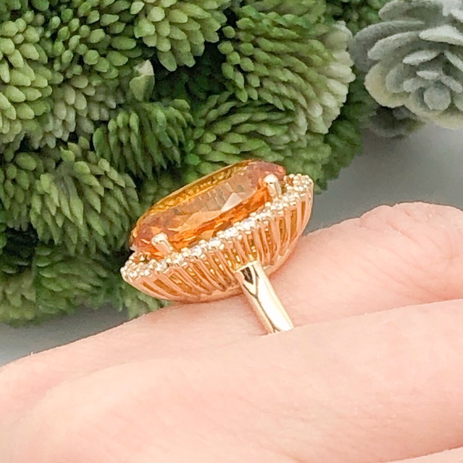 18k Yellow Gold Imperial Topaz Halo Ring