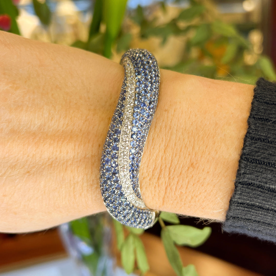 18k White Gold Estate Diamond Designer Bracelet