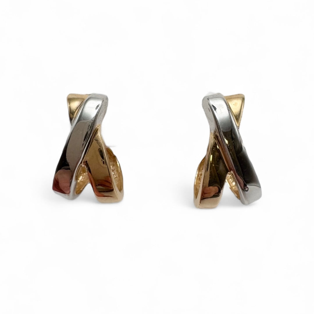 14k Two Tone Small Hoop Estate Earrings