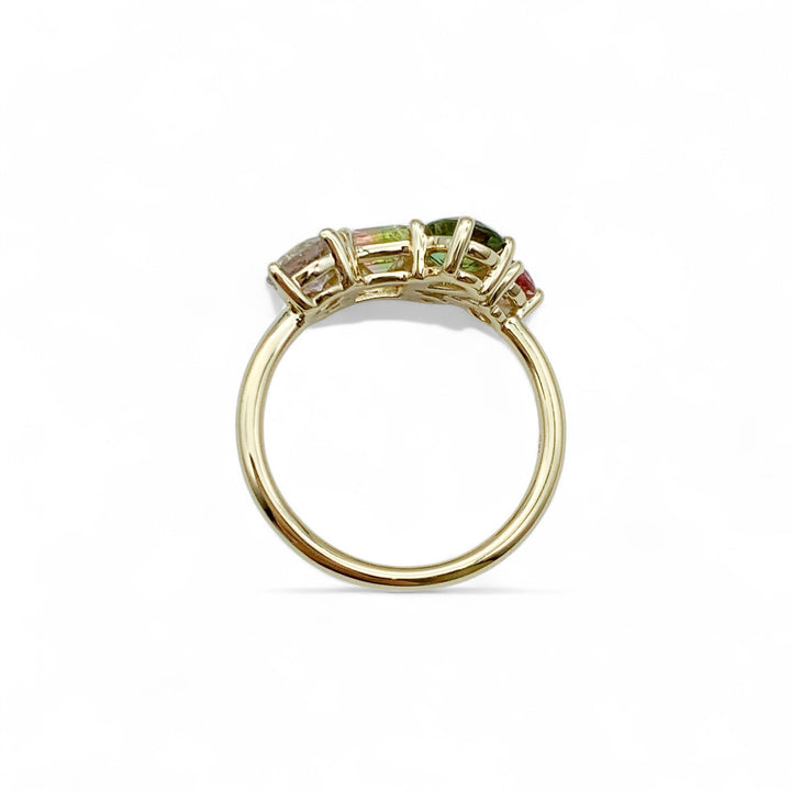 14k Yellow Gold Tourmaline Cluster Ring