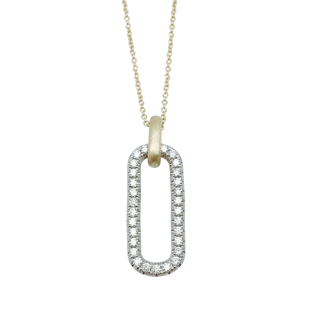 14k Two Tone Drop Diamond Pendants