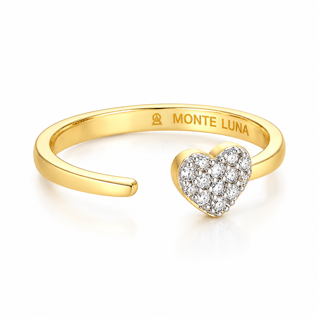 Mini-Heart Bypass Ring 14k Yellow Gold-Plated Sterling Silver