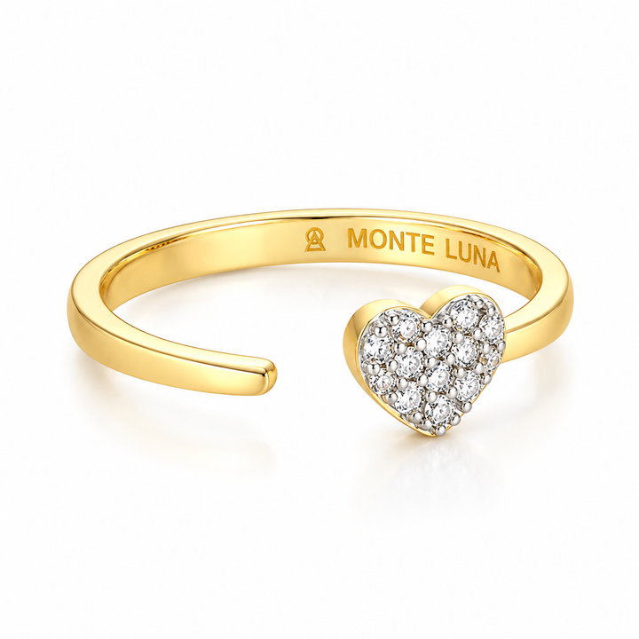 Mini-Heart Bypass Ring 14k Yellow Gold-Plated Sterling Silver
