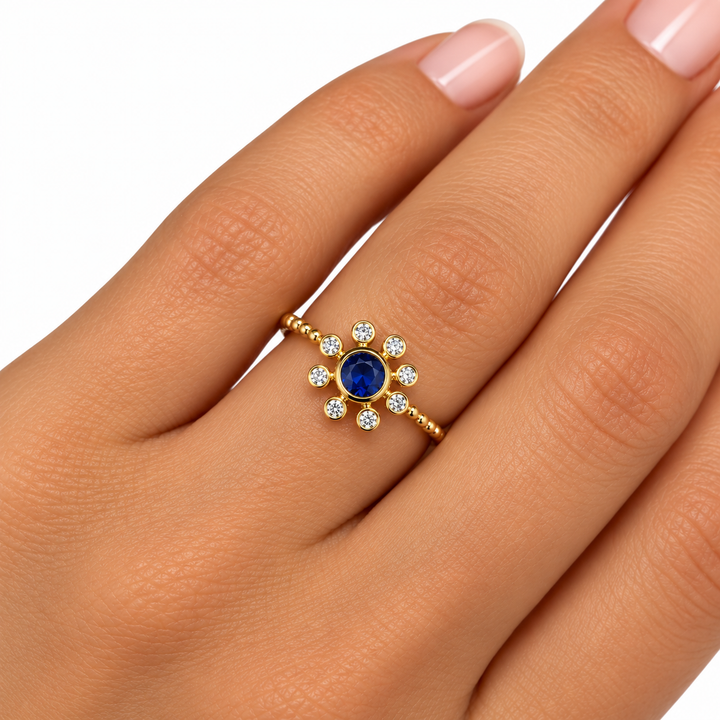 14k Yellow Gold Sapphire Gemstone Ring
