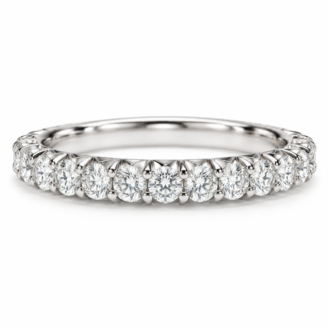 14k White Shared Prong 0.63ctw Round Lab Grown Diamond Wedding Band