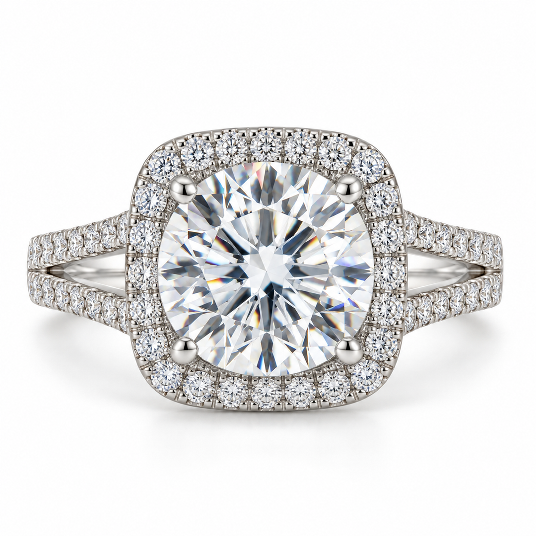 Estate 14k 3.27ct Diamond Halo Engagement Ring