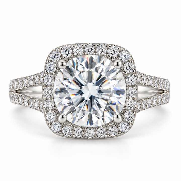 Estate 14k 3.27ct Diamond Halo Engagement Ring