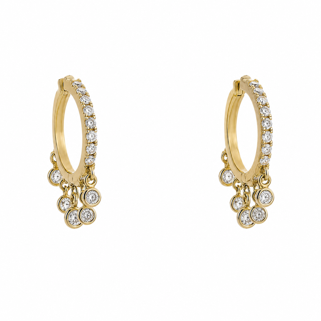 14k Yellow Gold Dancing Diamond Earrings 0.91 cttw