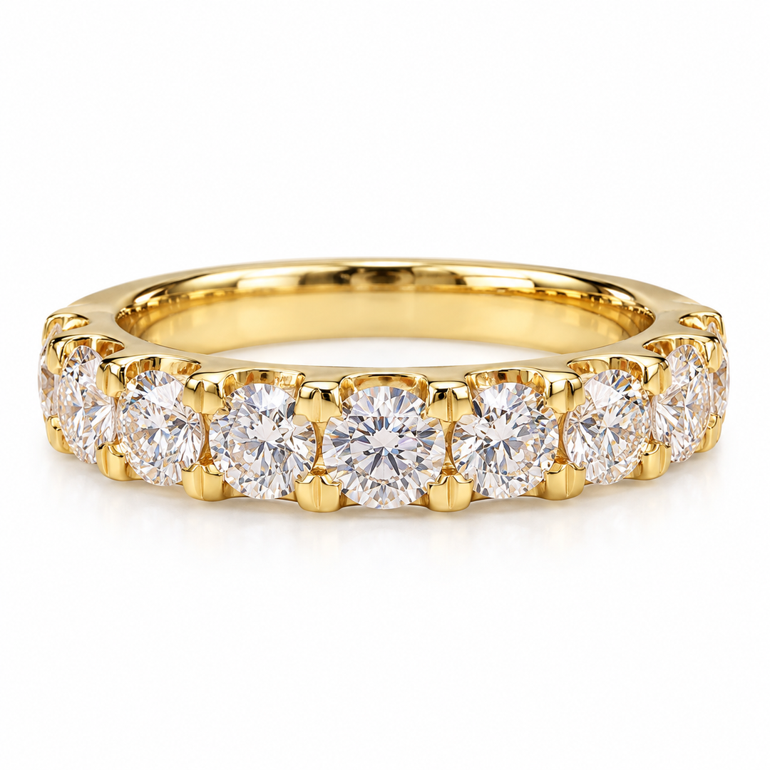 14k Yellow Prong Set 1.60ctw Round Lab Grown Diamond Wedding Band