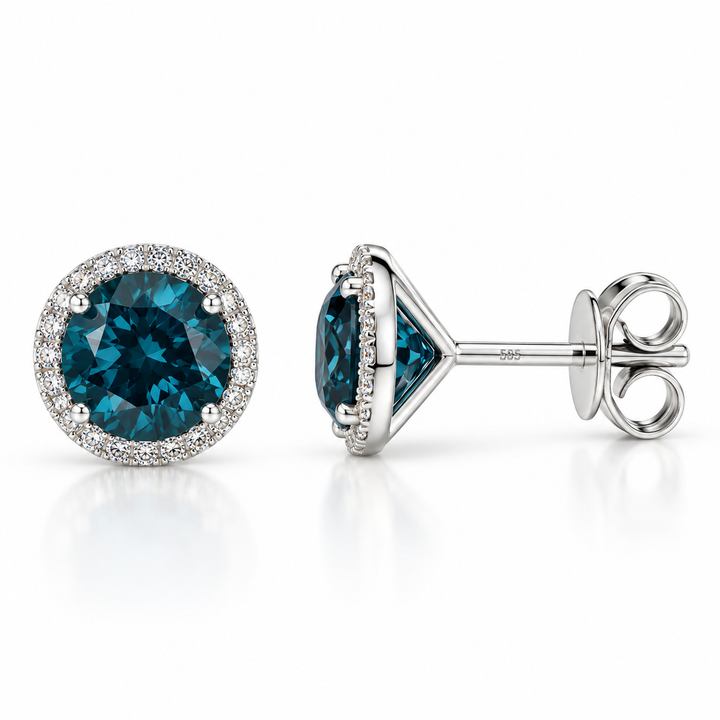 14k Stud Blue Topaz Earrings