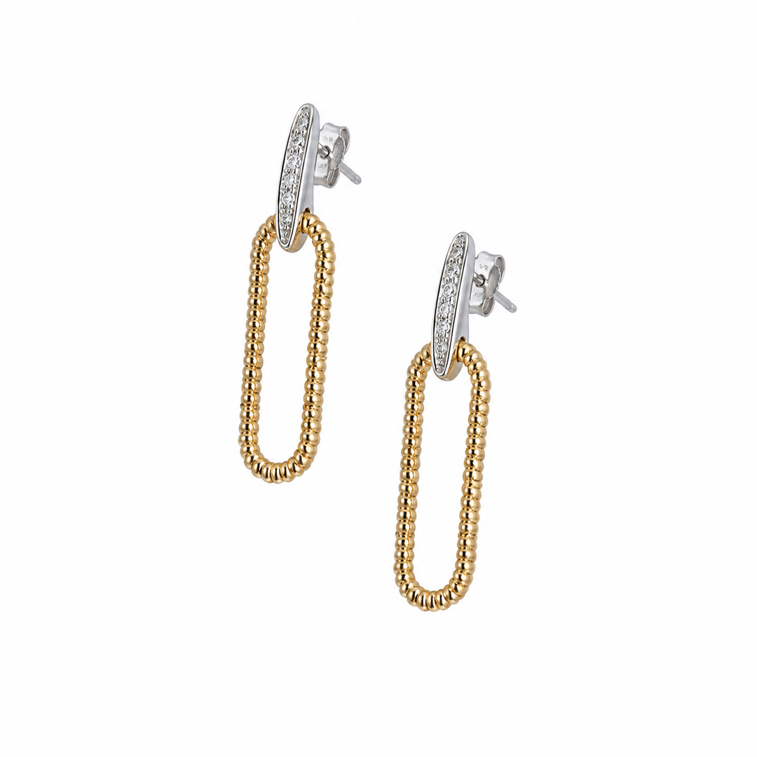 14k Two Tone Drop Diamond Earrings 0.13 cttw