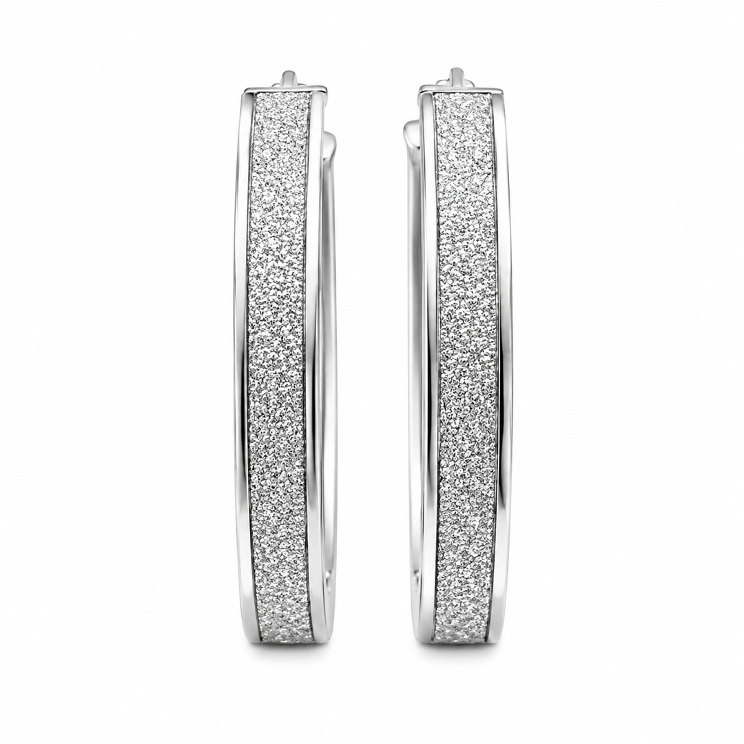 14k White Large Hoop Earrings