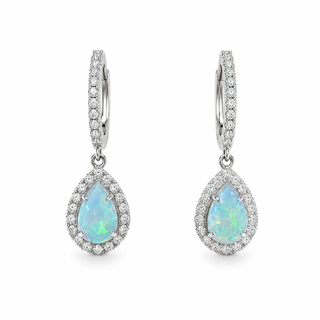 14k Drop Diamond Earrings