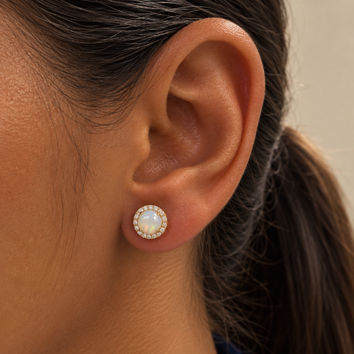 14k Stud Opals Earrings