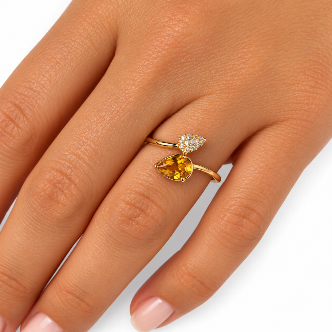 14k Yellow Gold Citrine Gemstone Ring