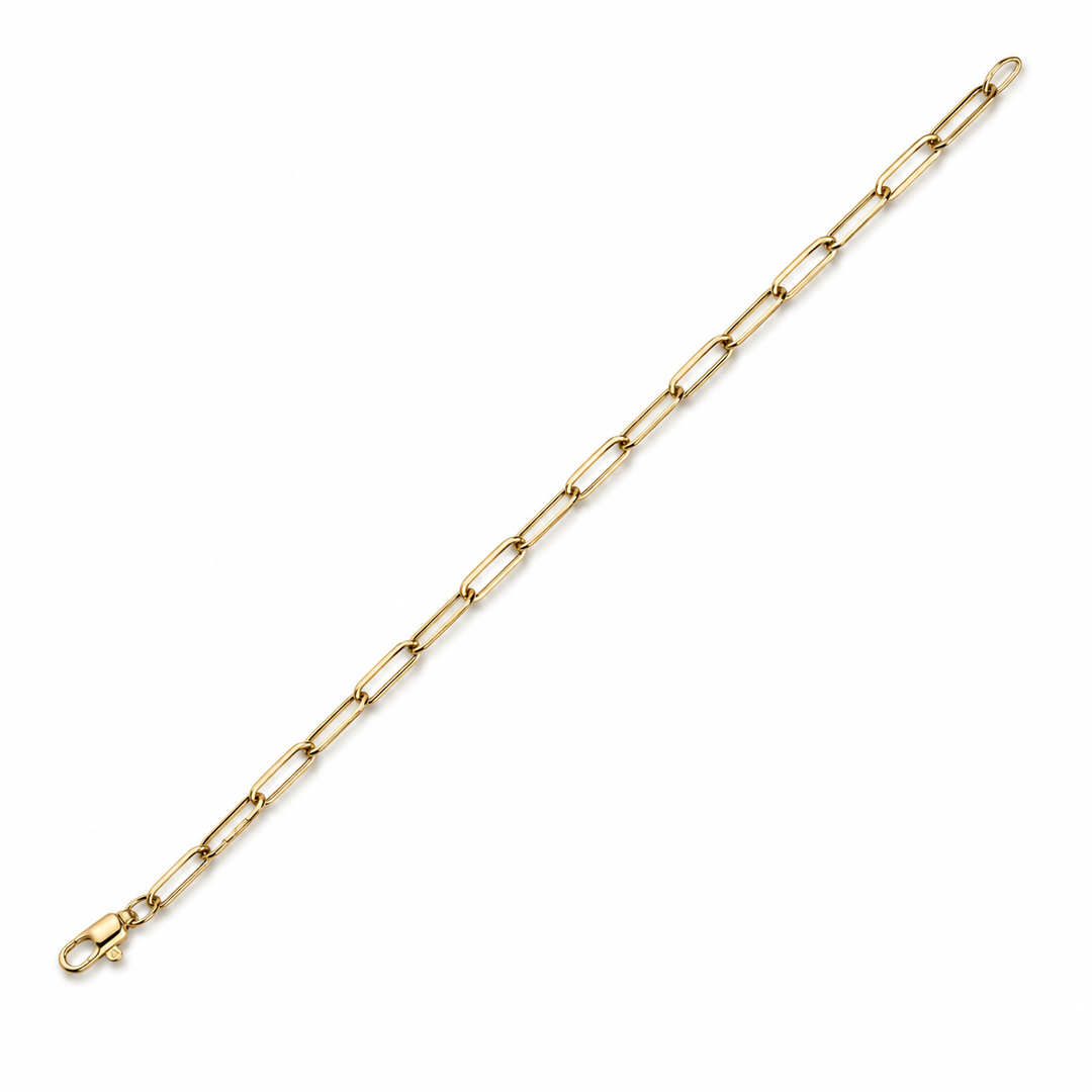14k Yellow Gold Paper Clip Bracelet