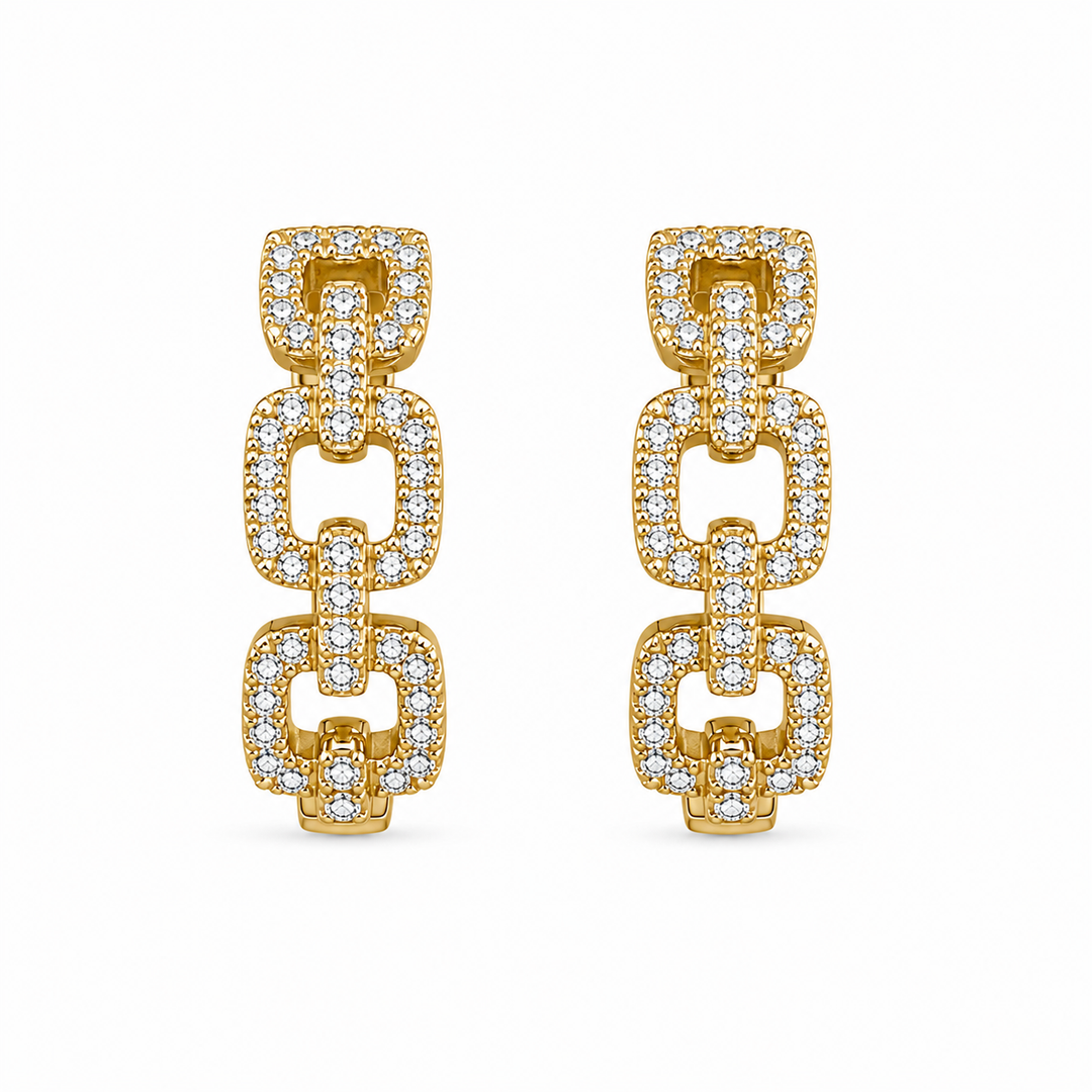 14k Yellow Gold Small Hoop Diamond Earrings 0.37 cttw