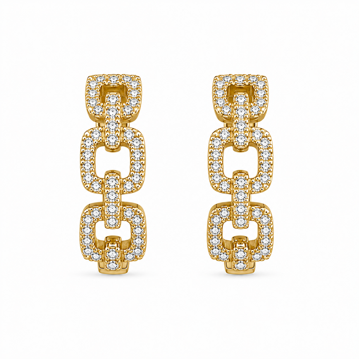 14k Yellow Gold Small Hoop Diamond Earrings 0.37 cttw