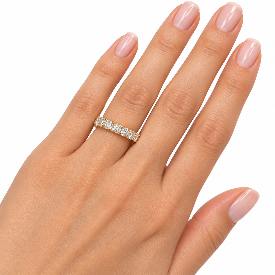 14k Yellow Prong Set 1.60ctw Round Lab Grown Diamond Wedding Band