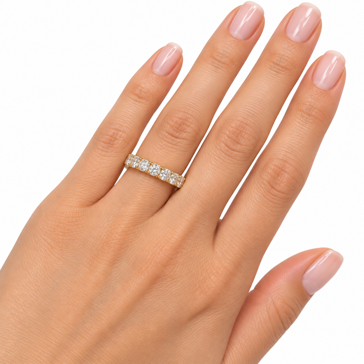 14k Yellow Prong Set 1.60ctw Round Lab Grown Diamond Wedding Band